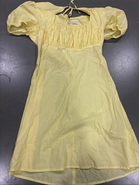 Women’s Yellow Puff Sleeve Smocked Dress